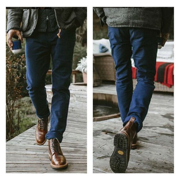 Taylor Stitch The Camp Pant in Navy Blue Moleskin Buttonfly 28